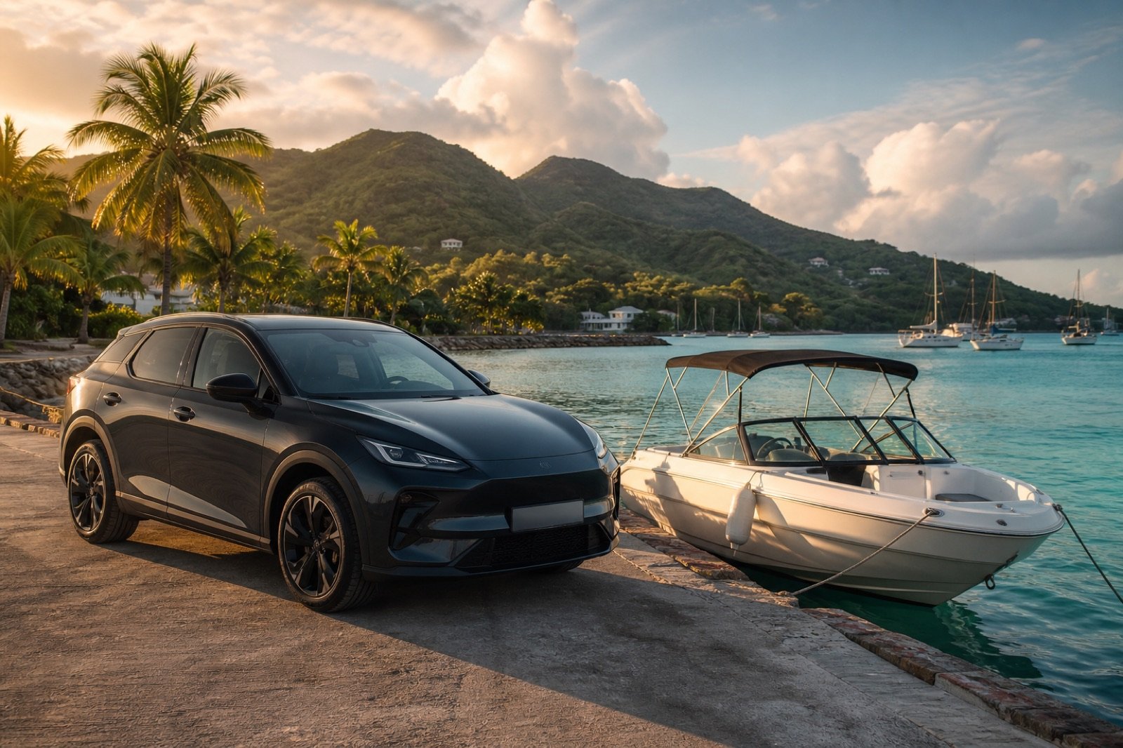 Voiture de location dans une marina en Martinique
